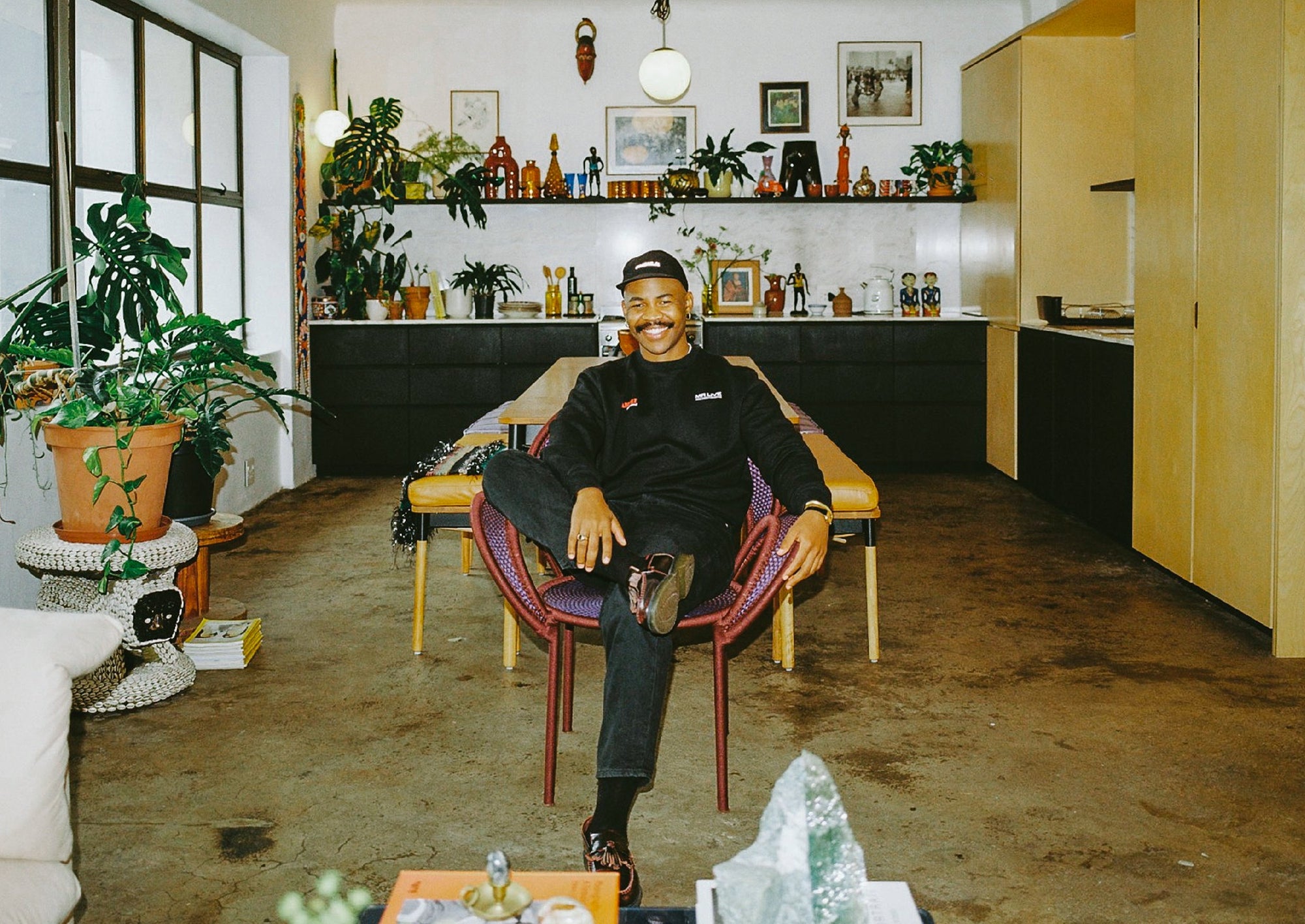 On this chair: ‘Obsessed obsessed obsessed with this colour, and I just knew it would pop in this place.’