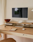 Military Desk in oak and ivory steel
