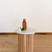 Mason Stone Side Table - Cirrus White Quartz