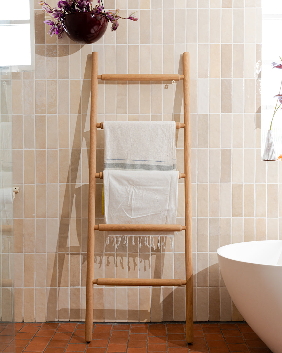 5 Tier Bathroom Ladder & Stand - Made From Solid Oak - Pedersen +