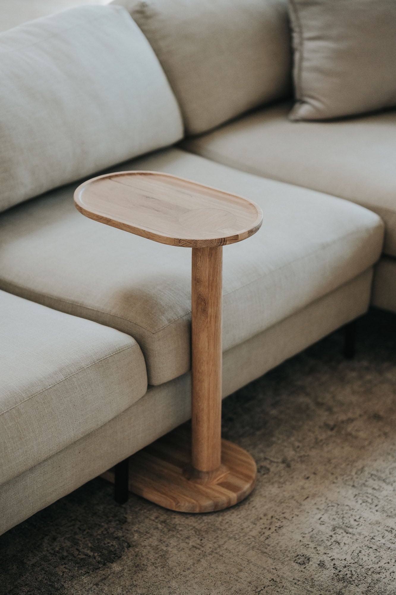 Light Weight C-Shaped Couch Table | Solid Oak | Made from Recycled