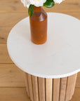 Mason Stone Side Table - Glacier White Quartz