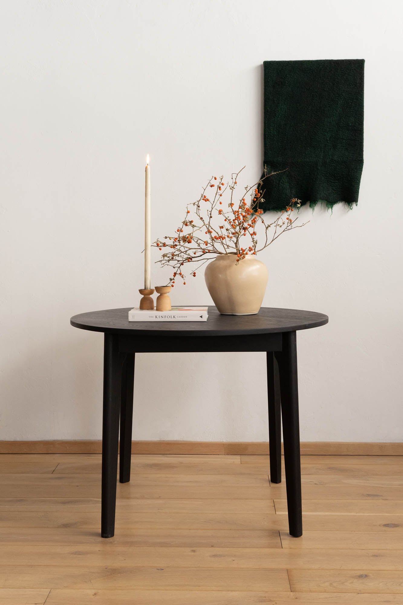 Round Black Wooden Dining Table - Pedersen + Lennard