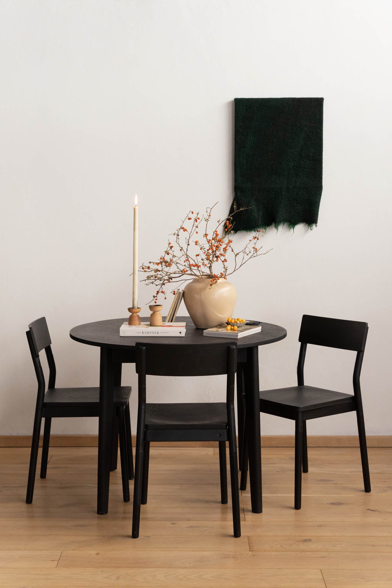 Round Black Wooden Dining Table - Pedersen + Lennard