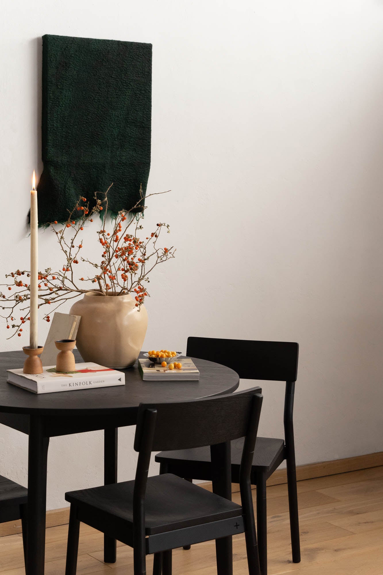 Round Black Wooden Dining Table - Pedersen + Lennard