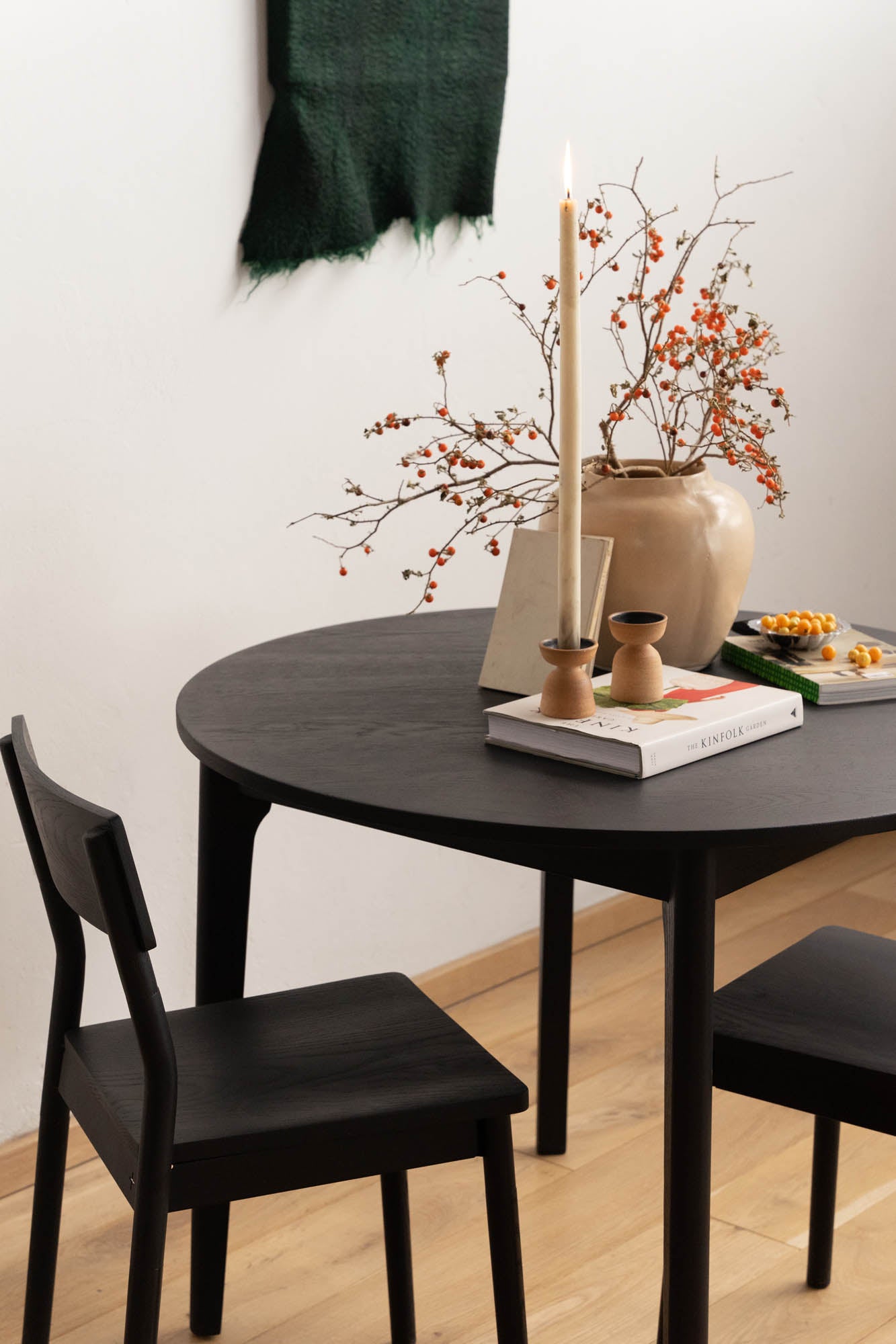 Round Black Wooden Dining Table - Pedersen + Lennard