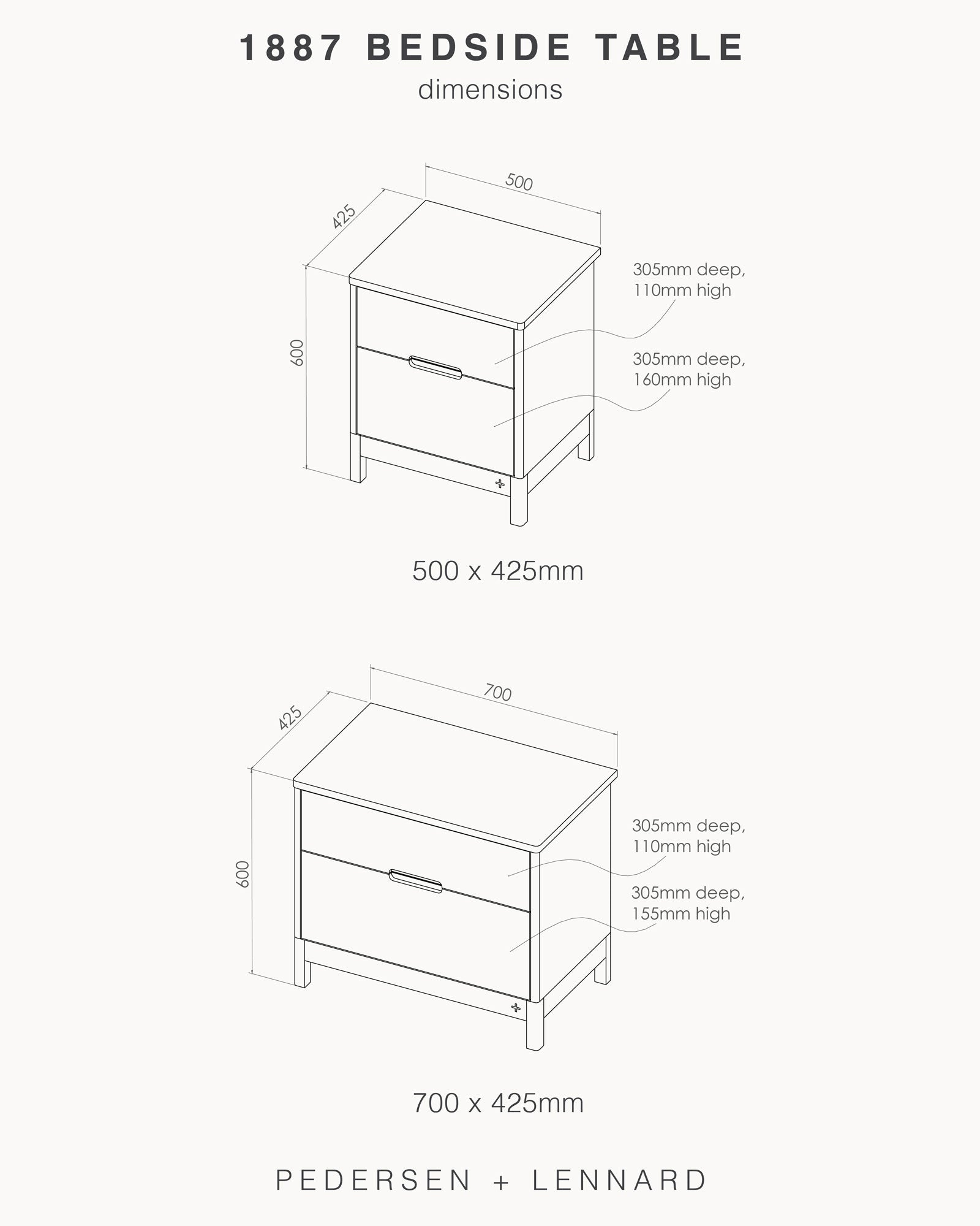 1887 Bedside Table - In Stock