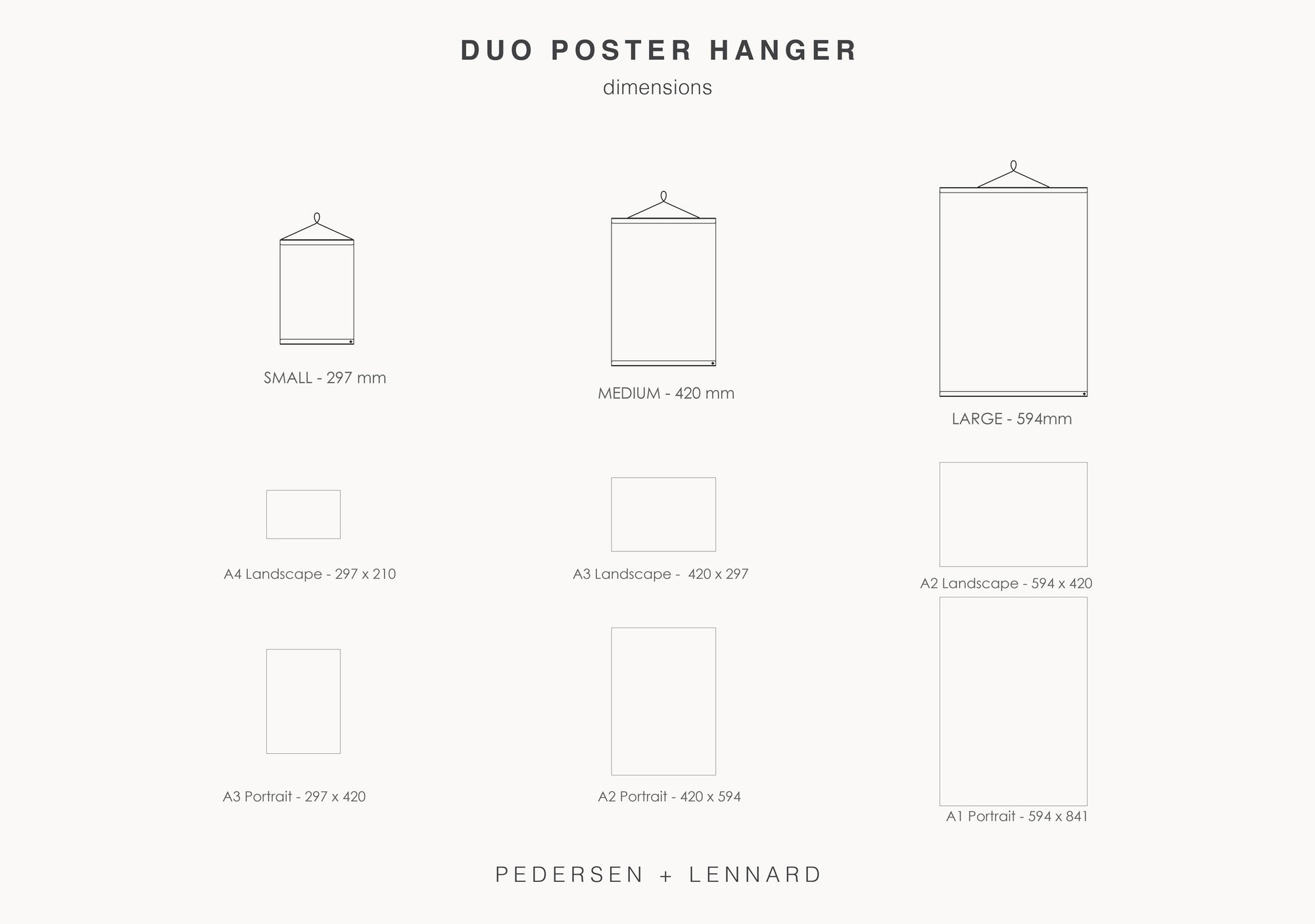 Duo Poster Hanger Dimensions - Pedersen + Lennard