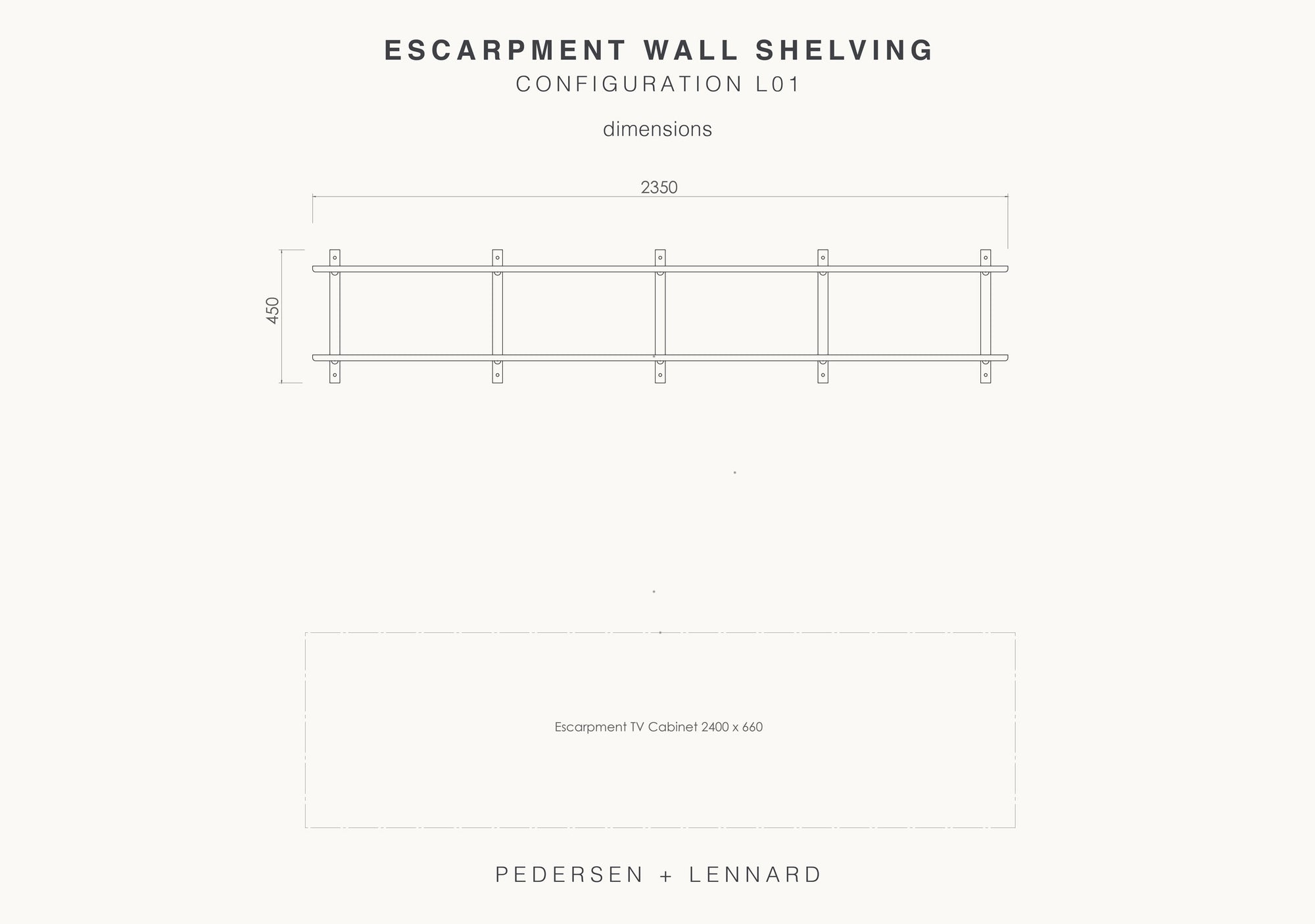 Escarpment Wall Shelving - Configuration L01