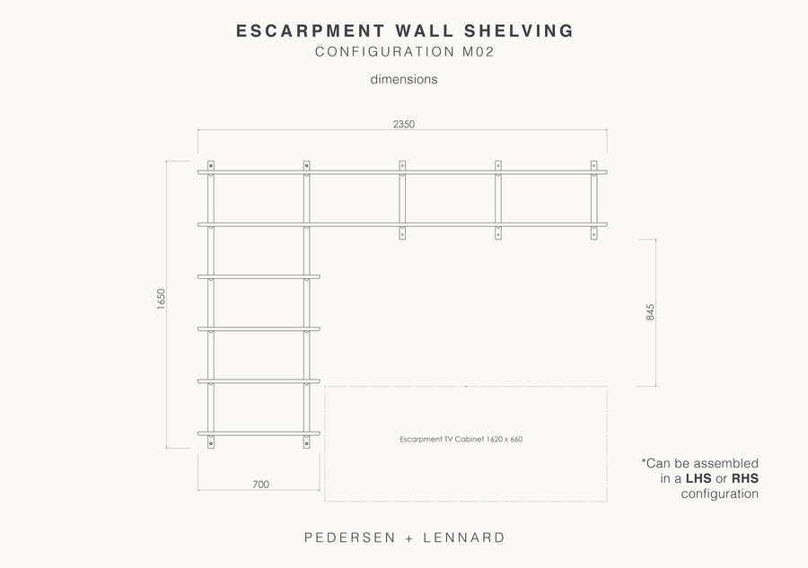 Escarpment Wall Shelving - Configuration M02