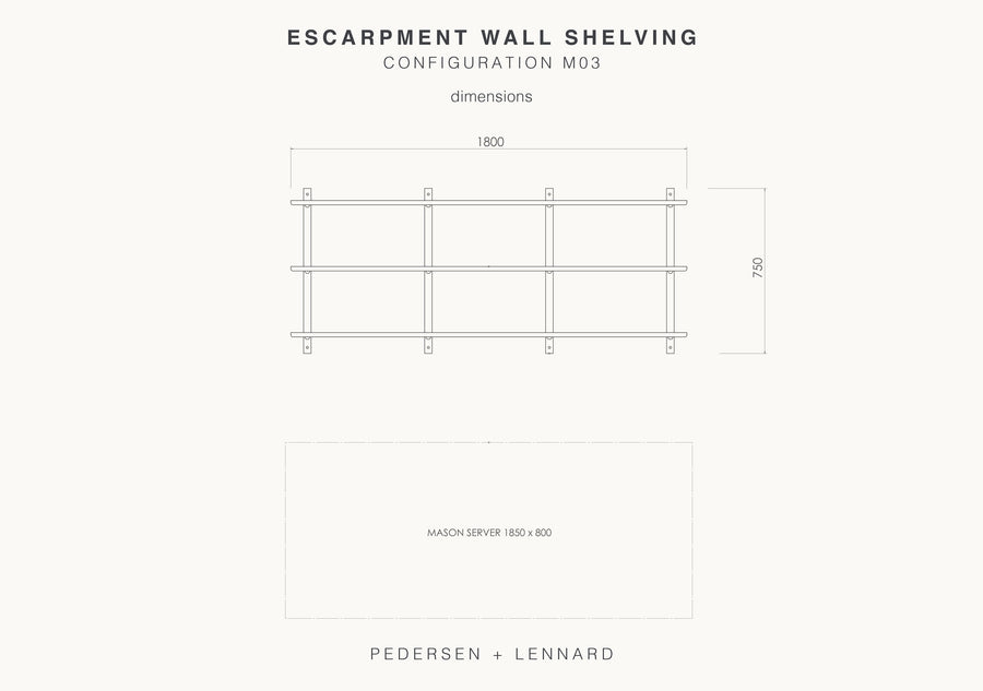 Escarpment Wall Shelving - Configuration M03