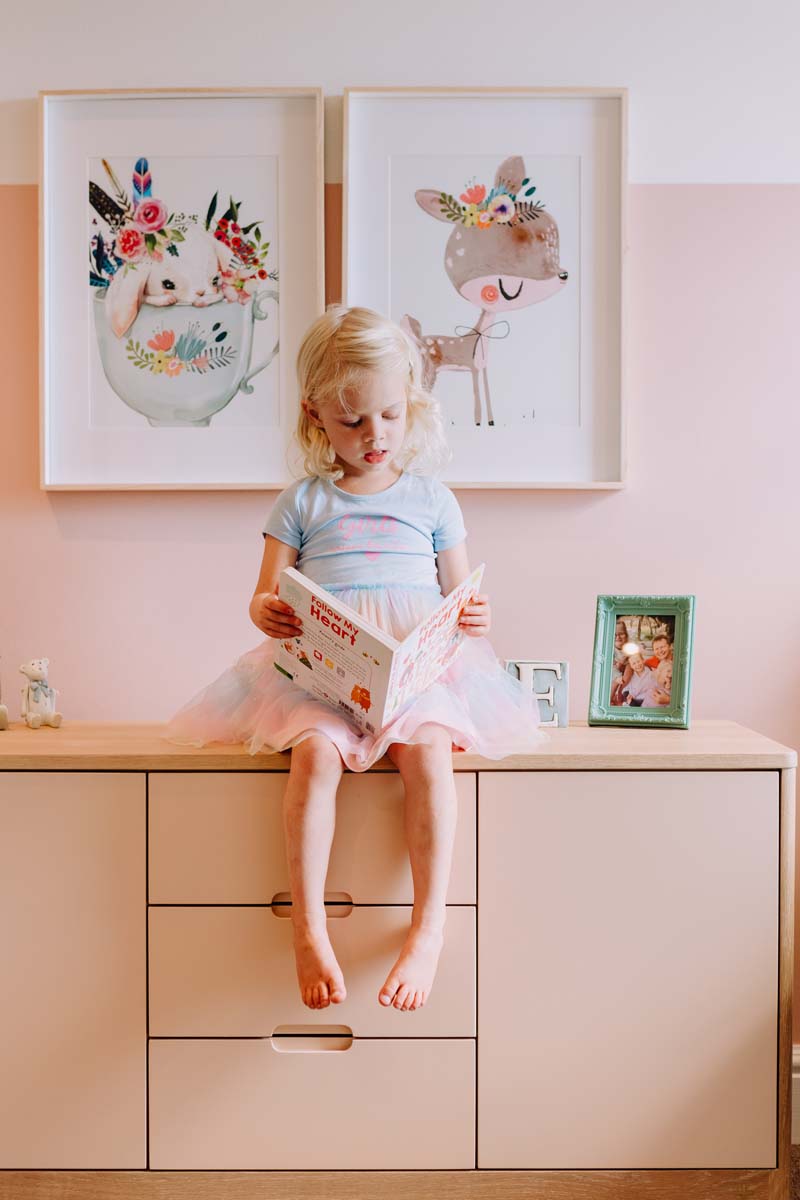 1887 TV Cabinet in pink by Pedersen + Lennard in a kids room