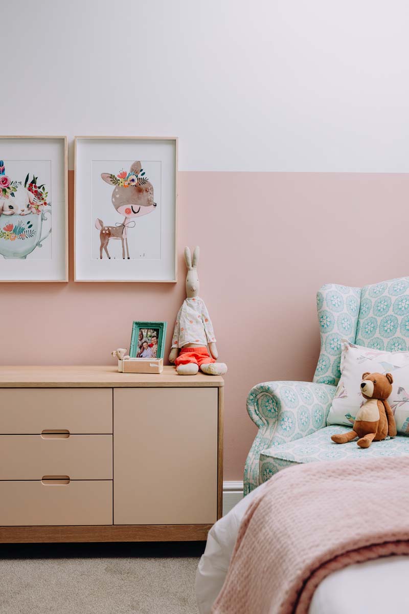 1887 TV Cabinet in pink by Pedersen + Lennard in a kids room