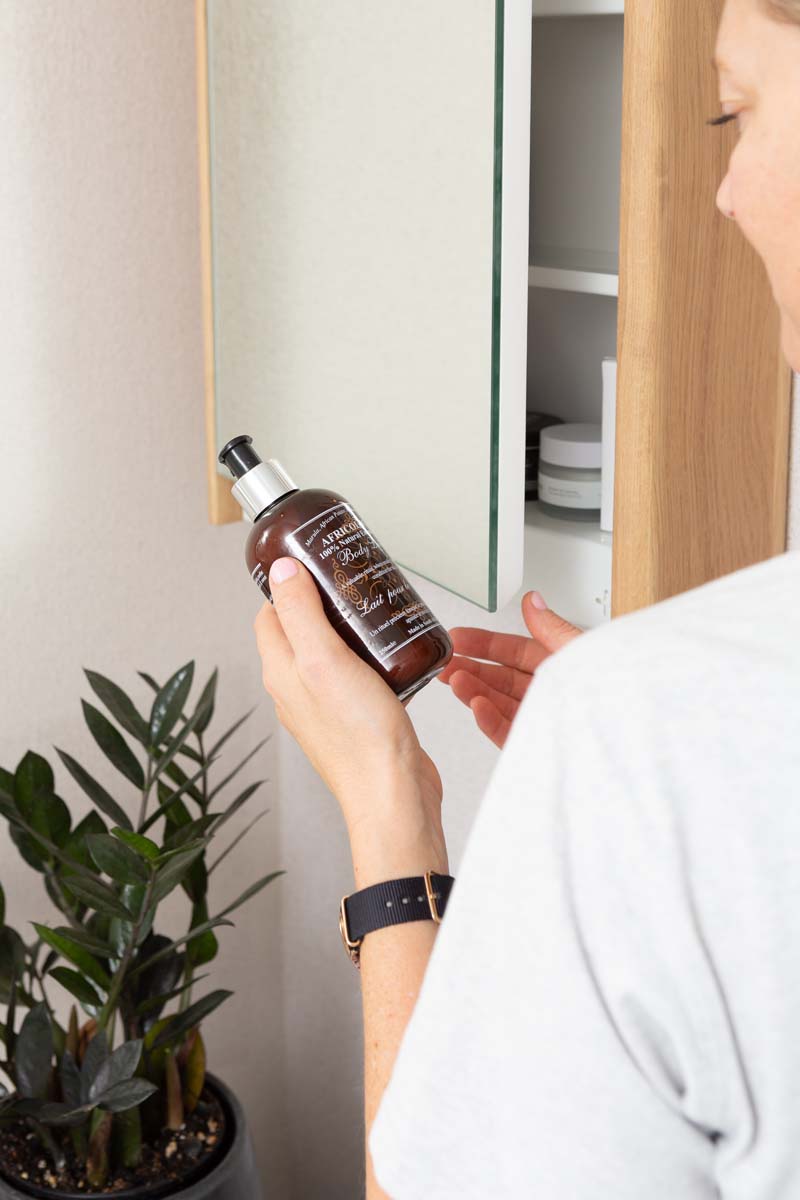Bathroom Mirror Cabinet in Oak and White Steel by Pedersen + Lennard