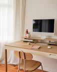 Military Desk in oak and ivory steel