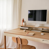 Military Desk in oak and ivory steel