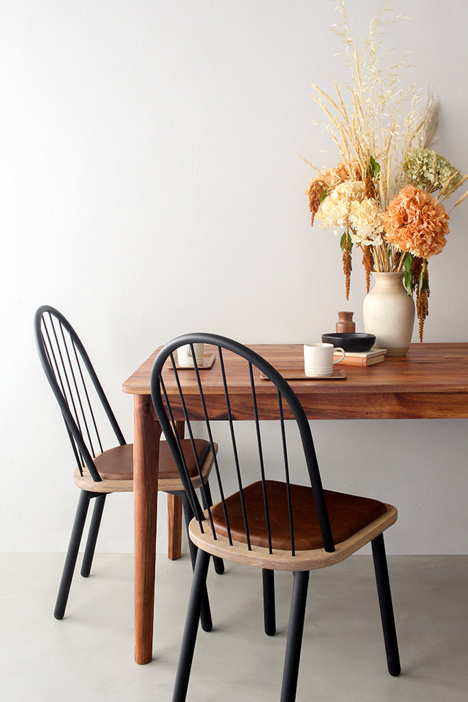 Fluted Leather Dining Chair - Pedersen + Lennard