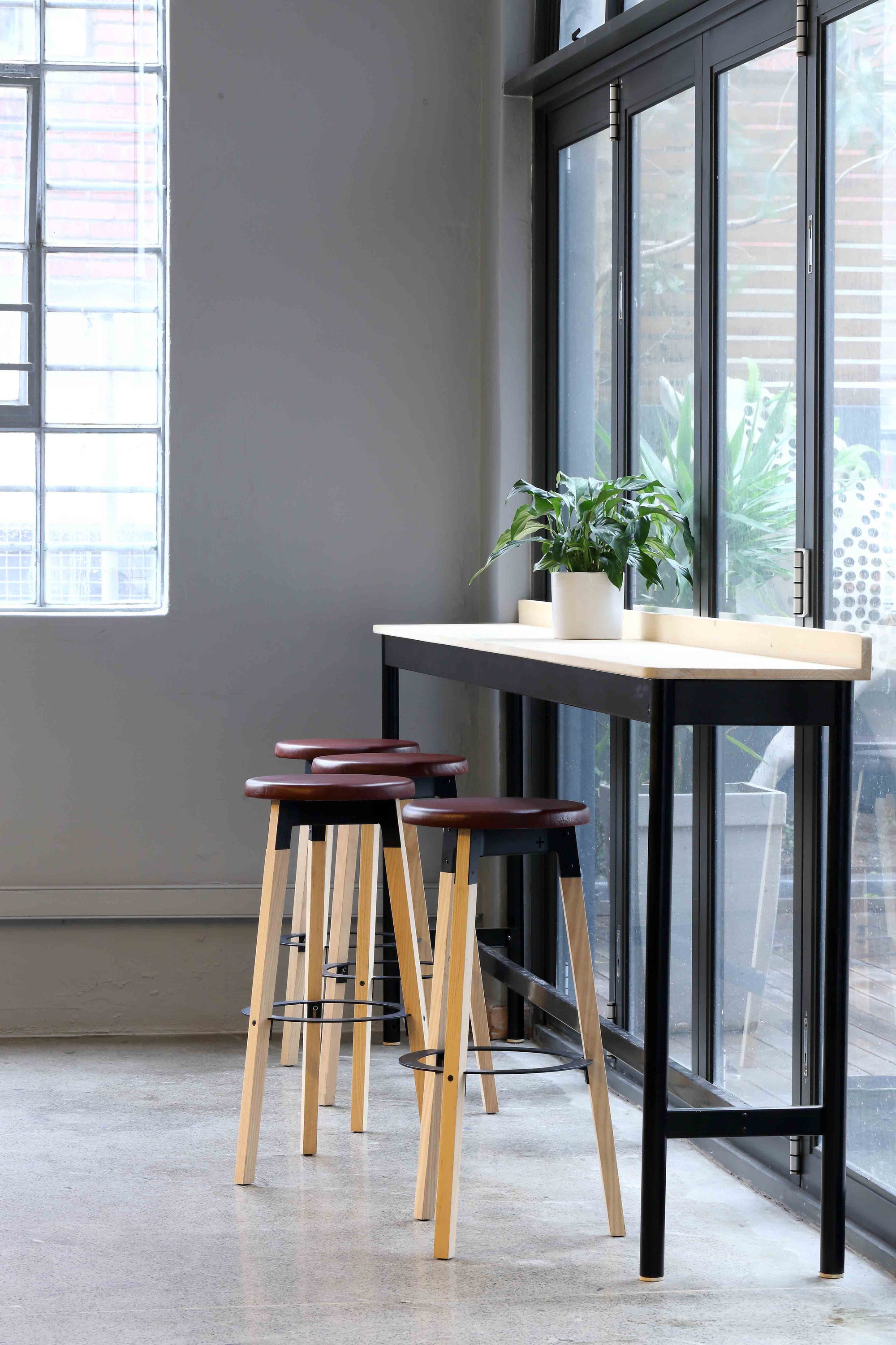 Huguenot Barstool - Leather Sea - Pedersen + Lennard