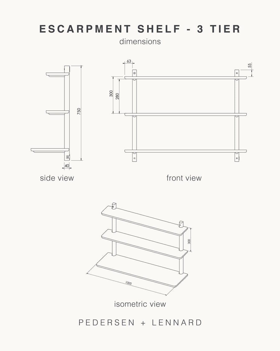 Escarpement Wooden Shelving Measurements - Pedersen + Lennard